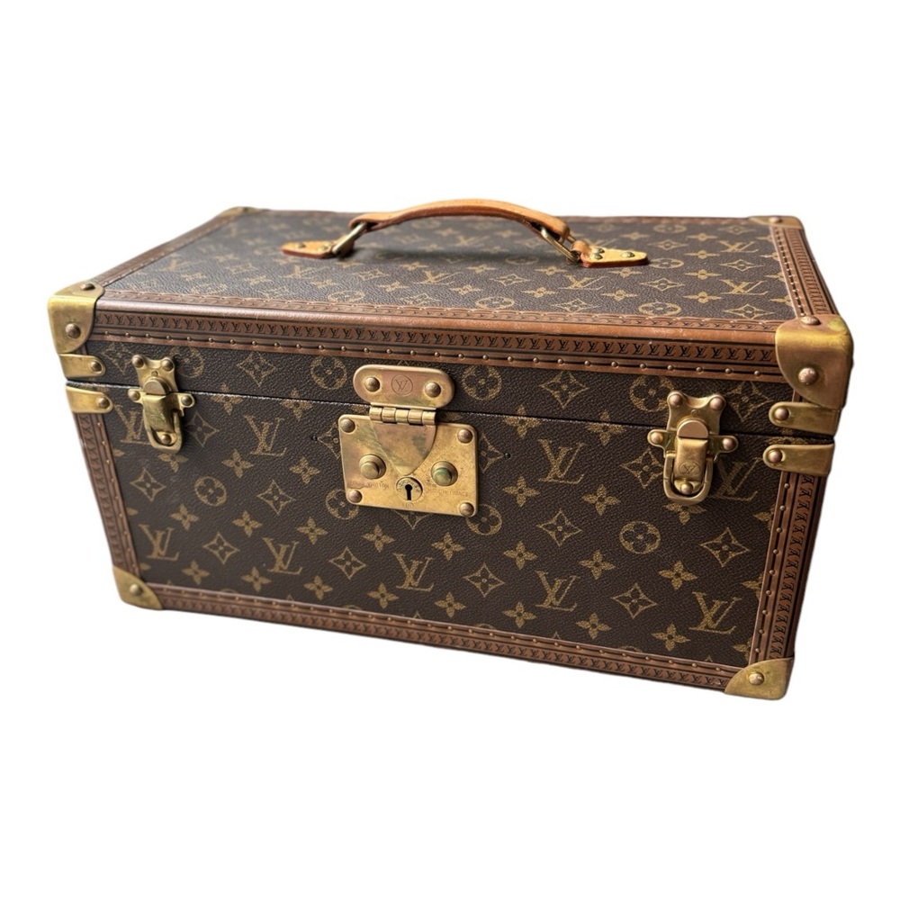 Vintage Louis Vuitton Brown and Gold Monogram Poitt Petitule Train Case